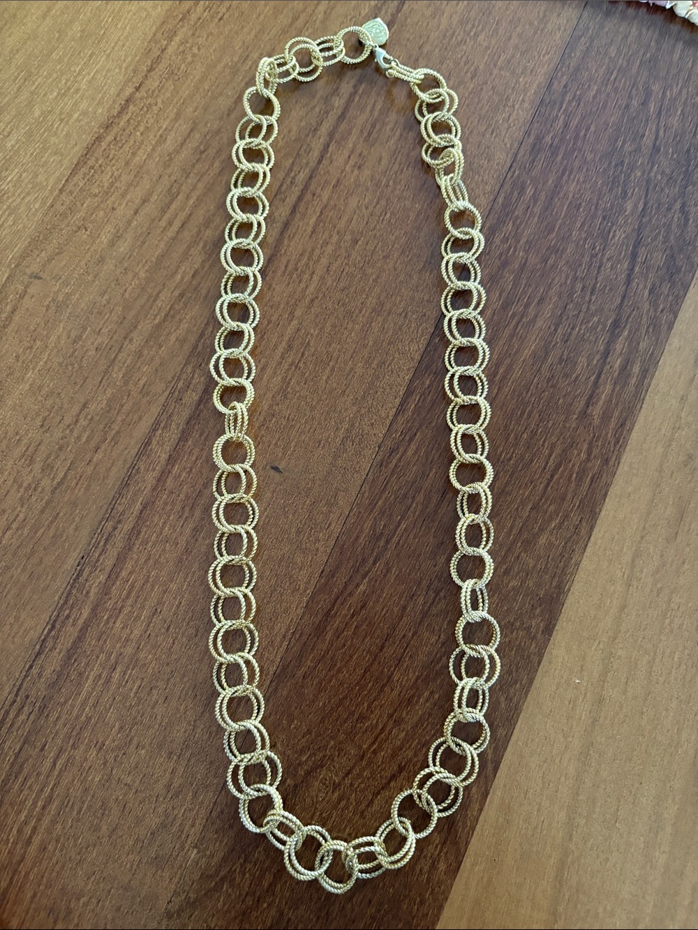 Betsey Johnson chain necklace 35 inches gold tone EUC